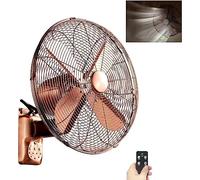 Gvqng Wall Mounted Oscillating Fan,16/18 inch Shop Fan, Retro Metal Cooling Shop Fan, Remote Control 90 Degree Oscillating Fan, for Patios Waterproof Bedroom Home Kitchen,bronze,16in