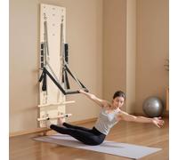 Gvqng Wall Mounted Pilates Reformer Machine, Maple Wood Pilates Springboard, Exercise Equipment with Resistance Springs, Suitable for Flexibility Balance,One Color