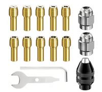 GVRGO Drill Chuck Collet Set 15 PCS, Replacement 4486 4485 Drill Chuck Collet Set Compatible with Dremel 0.8-3.2mm Shank Rotary Tool Dremel 3000 4000 7700 8200 Keyless Quick Change Chuck Accessory