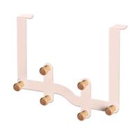 GVRGO Over The Door Hook, Door Hanger Hooks for Hanging, Heavy Duty Over Door Hanger Holder for Coat Robe Hat Clothe Towels Hanging, Bathroom Organizer Towel Rack Extended Arms - Pink 6 Hooks