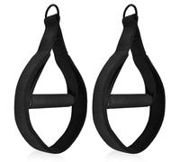 GVRGO Pilates Double Loop Straps for Pilates Reformer, Fitness D Ring Straps Handle, Pilates Accessories Yoga Exercise Straps Pilates Accessories for Home Gym Workout 2 PCS- Black With Handle