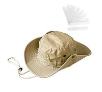 GVSAVY 1 Beige Mountaineering Hat with 10 White Sweat Absorbent Patches, Summer Wide Brim Sunscreen Hat, Anti-UV Fisherman Hat, Breathable Sunshade Hat, Suitable for Fishing, Hiking, Adventure