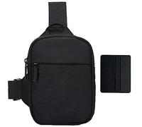 GVSAVY 1 Black Chest Bag and 1 Black Card Holder, Cross-Body Shoulder Bag, Adjustable Shoulder Strap, Waterproof Nylon Material, Suitable for Travel, School, Outdoor Sports, Etc.