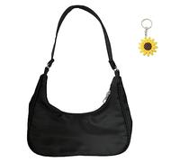 GVSAVY 1 Black Mini Shoulder Bag With Sunflower Keychain, Fashion Vintage Women's Bag