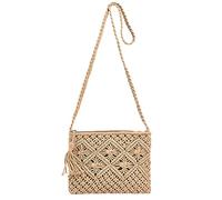 GVSAVY 1 Bohemian Shoulder Bag, Women's Woven Crossbody Bag, Vintage Tassel Beach Bag, Summer Casual Grass Woven Bag (Khaki)