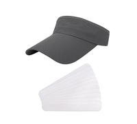 GVSAVY 1 Dark Gray Sun Visor Hat, 10 PCS Brim Sweat-Absorbing Sheets, Fashion Sun Visor, Sun Visor Sports Hat, Face Shade, Unisex, Suitable for Beach, Travel