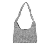 GVSAVY 1 diamond-encrusted shoulder bag, fashionable evening accessories, women's handbag, personalized messenger elegant clutch, shiny rhinestone mobile phone suitable for wedding, Silver, 21*20*5cm