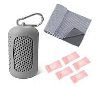 GVSAVY 1 Gray Quick Dry Towel, 5 Compressed Towels, Microfiber Towel, Lightweight Absorbent Towel, Cooling Towel For Gym, Beach, Camping