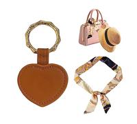 GVSAVY 1 Heart Shaped Hat Clip, 1 Retro Silk Scarf, Magnetic Leather Hat Clip, Multifunctional Portable Hat Clip, Travel Accessories, Suitable for Handbags, Backpacks, Luggage (Brown)