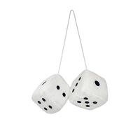 GVSAVY 1 Pair of 2 Car Hanging Plush Dice, Car Pendant, Square Car Interior Decoration, Vintage Style Car Pendant for Car, Truck(White), 7*7*14cm