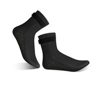 GVSAVY 1 Pair Of Diving Socks, Adult Beach Stockings With Adhesive Straps, Flippers Swimming Socks, Professional Diving Equipment, Diving Foot Protection, Anti-slip, Anti-Cut (Black)