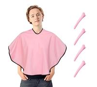 GVSAVY 1 Pcs Pink Makeup Cape with 4pcs Pink Hair Clips Adjustable Beauty Salon Cape Haircut Scarf Tools Suitable for Makeup Haircut Hair Coloring Beauty Salon