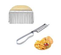 GVSAVY 1 Pcs Stainless Steel Wave Knife, with 1 Pcs Stainless Steel Peeler Potato Slicer Salad Slicing Knife Multifunctional Kitchen Tool Suitable for Vegetables Fruits