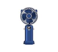 GVSAVY 1 Piece 2400 Mah Digital Display Handheld Fan, Portable Usb Rechargeable Fan, Mini Folding Storage Fan, 5 Speeds Of Wind, Long Battery Life For Office Outdoor Travel (dark Blue)