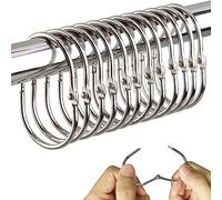 GVSAVY 12pcs Shower Curtain Hooks, Metal Anti-Rust Shower Curtain Hanging Rings, Oval Curtain Hooks, Shower Curtain Accessories, For Bathroom Shower Curtain, Curtain (silver)