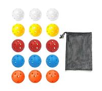 GVSAVY 15PCS Golf Practice Balls with 1 Black Mesh Bag, Hollow Practice Balls, Plastic Golf Balls, Home Outdoor Golf Balls, Outdoor Practice Balls