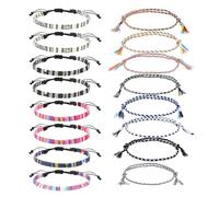 GVSAVY 16-Piece Bohemian Style Bracelet Set, Hand Woven, Skin Friendly, Adjustable, Suitable for Outdoor Sports, Parties or Surfing