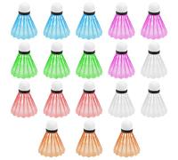 GVSAVY 18 Colorful Plastic Shuttlecocks, Lightweight Durable Plastic Shuttlecocks, Colorful Foam Ball Head Badminton Toys, White, Pink, Green, Red, Orange, Blue