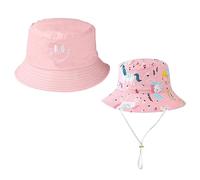 GVSAVY 1pc Sun Hat for Kids, 1pc Smiley Face Adult Hat, Bucket Hat for Kids, Summer Parent-Child Hat Set, Foldable Sun Hat, Fisherman Hat for Camping, Traveling (Pink)