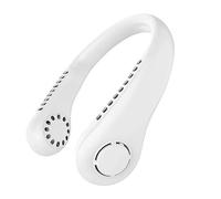 GVSAVY 1pcs 3000mah Usb Rechargeable Neck Hands-free Fan, 5 Speeds, Portable Silicone Digital Display Neck Fan (white)