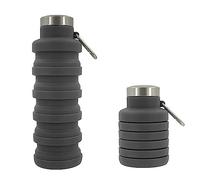 GVSAVY 1pcs Dark Blue Collapsible Water Cup (500ml), Leakproof Reusable Silicone & Stainless Steel Cup for Sports, Travel, Business Trips