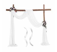 GVSAVY 1pcs White Tulle Curtains with 2pcs Ribbons, Arch Decoration Curtains, Outdoor Photography Props for Wedding, Photography, Party, Birthday (75 * 550cm)