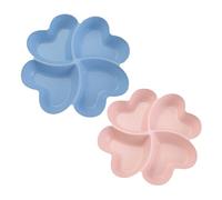 GVSAVY 2 Fruit Plates, Snack Tray, Plastic Plates, Multi-Purpose Compartment Tray, Reusable Party Platter for Party Snacks, Fruit Snacks, Food Platter (Pale Blue, Pink)