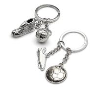 GVSAVY 2-pack Football Keychains - Stainless Steel Metal Football Sneaker Charms, Mini Decoration Accessories (Silver)