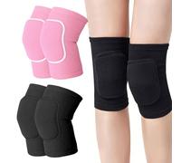 GVSAVY 2 Pairs of Sports Dance Sponge Knee Pads, Thickened Sponge, Elastic Binding, Knee Protection, Daily Accessories for Sports People (Pink, Black)