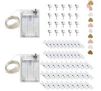 GVSAVY 2 Photo String Lights, 5M Warm White LED, Indoor & Outdoor, 50 Photo Clips, 20 Non-Marking Nails, 1 Love String Flag, DIY Handmade Decoration, Suitable for Weddings, Holiday Parties