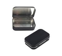 GVSAVY 2-Piece Canning Containers, Storage Box with Lid, Mini Metal Canning, Handy Tin Box, Rectangular Canning Container for Candy, Keys (Black)