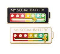 GVSAVY 2 Sliding Mood Changer Pins, Fun Social Mood Pins, Interactive Mood Pins, Enamel Badges for Decoration, Fits Various Outfits, Hats (Black, White), 2.3*6.23cm