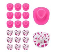 GVSAVY 20 Pcs Mini Western Cowboy Hat Collection - Pink Dollhouse Miniatures for Cake Decorations, Craft Accessories, Bottle and Pet Accessories