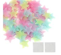 GVSAVY 200pcs Fluorescent Stars, 220pcs Double Sided Adhesive Stickers, Plastic Fluorescent Stickers, Luminous Decorative Stickers, Colorful Glowing Wall Stickers for Walls, Ceilings, Refrigerators