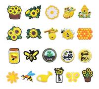 GVSAVY 21-piece set of sunflower shoe decorations, cute cartoon shoe decorations, DIY shoe accessories, flower shoe accessories, birthday gifts, party gifts
