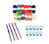 GVSAVY 26 Pieces Crochet Set, 12 Rolls of 13g Colored Yarn with Crochet and Stitch Markers, Crochet Starter kit, DIY Crafts Accessories, Suitable for Beginners and Adults (12 Colors)