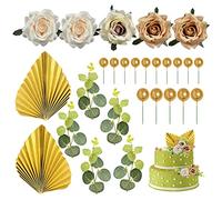 GVSAVY 27pcs Rose Flower Cake TopperBirthday Cake Decoration SetBaking Dessert Decoration AccessoriesWedding Flower Wall DecorationSuitable for Wedding PartyBirthday PartyHoliday Decoration