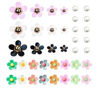 GVSAVY 28 pcs flower shoe ornaments for women and 10 pcs pearl shoe ornaments, cute multicolor shoe ornaments, DIY handicraft accessories, Fits eyelet sandals, wrist straps, bags