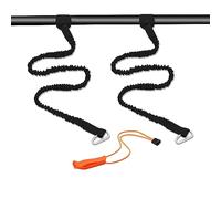 GVSAVY 2pcs Black Kayak Paddle Ropes, 2pcs Hooks, 1pc Orange Whistle, Canoe Elastic Paddle Strap with Carabiner, Canoe Raft Paddle Tool, Kayak Accessories for Kayak, Canoe Boat