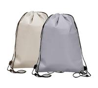 GVSAVY 2PCS Cooler Bags, Drawstring Backpack Cooler, Foldable and Reusable Aluminum Foil Bags, Suitable for Work, School, Traveling (Off-White, Gray)