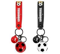 GVSAVY 2PCS Football Keychain, Portable Inspirational Football Ornament, Sports Soccer Souvenir, Carnival Party Favor (Black & White, Red)