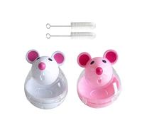 GVSAVY 2Pcs Interactive Cat Toys with 2Pcs Cleaning Brushes - Mouse Shaped Feeder for IQ Training