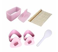 GVSAVY 3-Pack Sushi Molds, 1 Sushi Roll Mat, 1 Rice Spoon, Rice Ball Mold, Triangle Sushi Press Mold, DIY Sushi, Home Sushi Gadgets, Kitchen Cooking for Beginners, Lunch Box Making for Kids