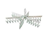 GVSAVY 36 Clips Plastic Folding Hanger, Rotating Drying Hanger, Windproof Hanger, Sock Dryer for Clothes, Socks, Insoles, Hats, etc. (Green)