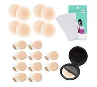 GVSAVY 4 pairs of light skin color breast stickers, 20 round nipple pads, 36 pieces anti-slip stickers, 1 storage bag, anti-bump point invisible breast stickers, ultra thin breast stickers for women.