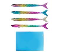 GVSAVY 4 Pieces Mermaid Ballpoint Pens, 1 Pieces Storage Bag, 0.5mm Black Ballpoint Pens, Office School Stationery Supplies, Suitable For Sketching, Drawing, Taking Notes