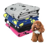 GVSAVY 4 Pieces Pet Dog Blanket with Dog Paw Printed Blanket, Washable Soft Blanket, Pet Warm Blanket for Kitten and Puppy Pet Nests, Beds, Sofas (Multi-color)