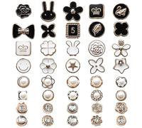 GVSAVY 40pcs Set Button Brooch, Clothing Matching Brooch, Neckline Fixed Button, Anti-Exposure Brooch, Pearl Inlaid Brooch, For Shirts, Sweaters, Jeans, 11mm