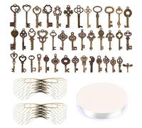 GVSAVY 40pcs vintage keychains, 40 pairs dragonfly wings with 30yards crystal cord, flying key decorations, suitable for crafts, keychain, party theme decoration, bronze