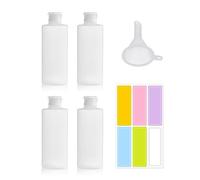 GVSAVY 4pcs 200ml Flip Cap Squeeze Bottle Travel Bottle with Label Sticker Funnel, Plastic Tube Squeeze Bottle, Dispenser Bottle Empty Reusable Bottle for Carry Set Shampoo Toner Body Lotion